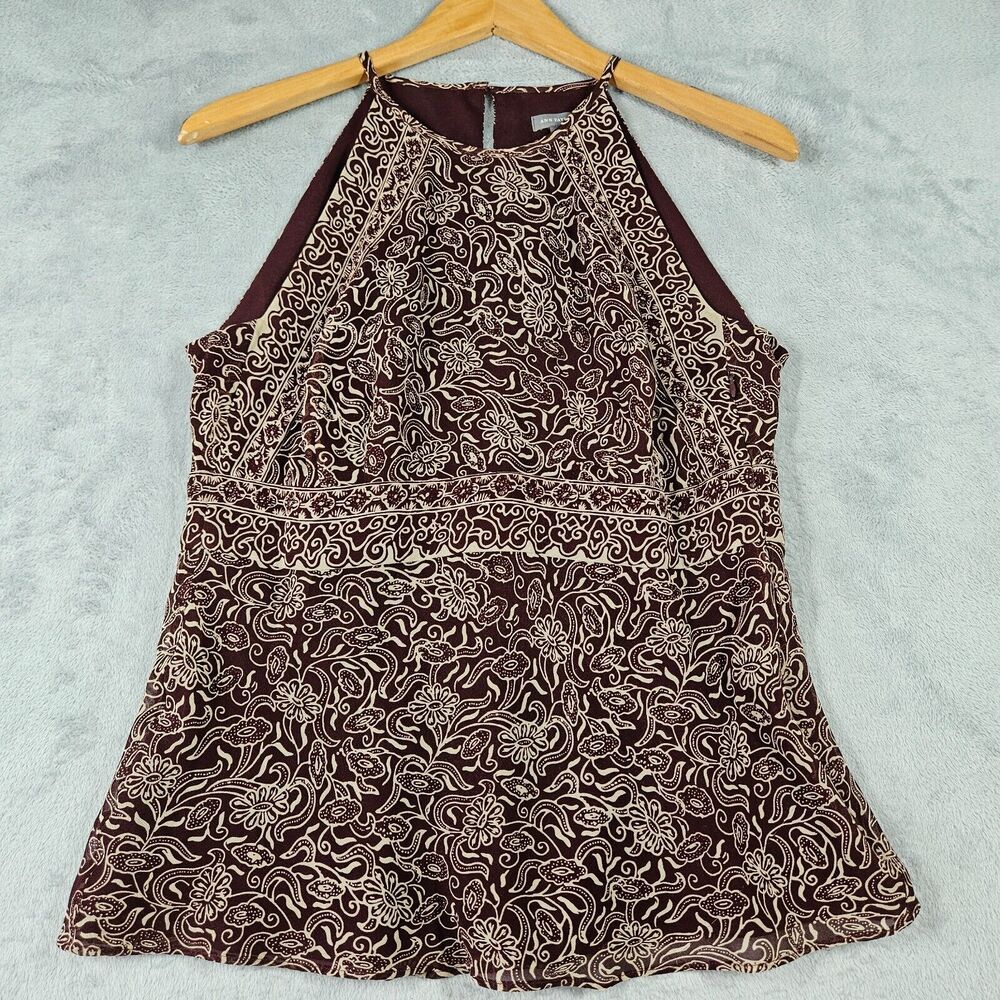 Ann Taylor Silk Skirt Set Womens Size 8 Top & 4‎ Skirt Sleeveless Wine Career - Picture 2 of 16